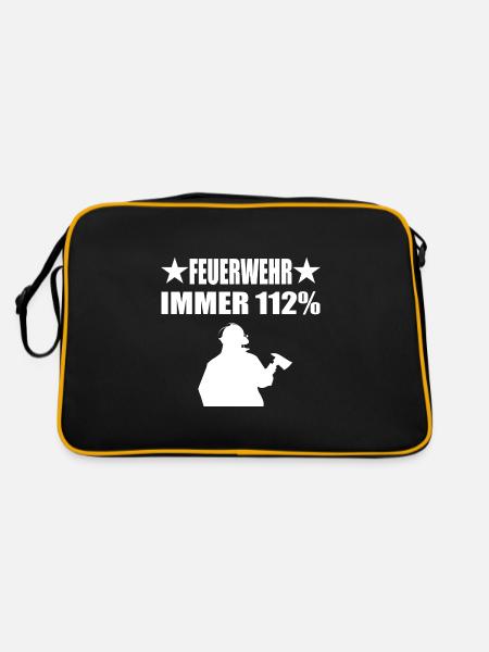 Feuerwehr - Retro Tasche - Schwarz/Gold - Hinten