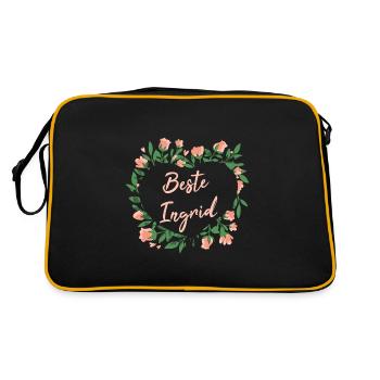 Geschenk für Ingrid - die Beste - Retro Tasche - Schwarz/Gold - Hinten