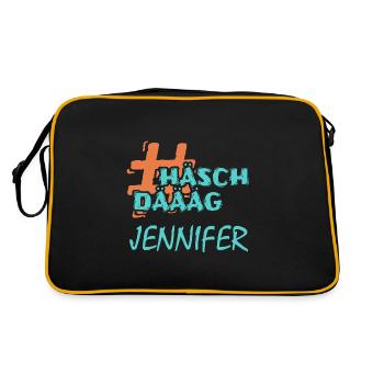 Hashtag Jennifer - Retro Tasche - Schwarz/Gold - Hinten