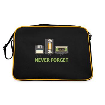 Never Forget Floppy Disk Video Tape Cassette - Retro Bag - black/gold - Back
