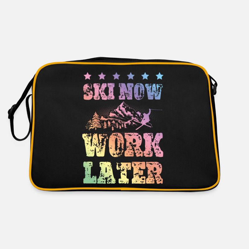 Ski now work later Retro Tasche