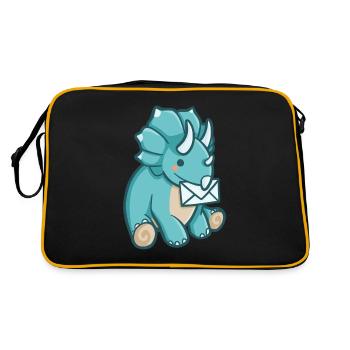 hugadino dino postman, cute dinosaur - Retro Bag - black/gold - Back