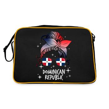 Dominikanische Republik - Retro Tasche - Schwarz/Gold - Hinten