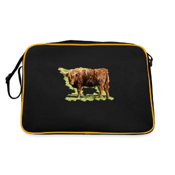 The Highland Cattle cattle are frugal - Retro Bag - black/gold - Back