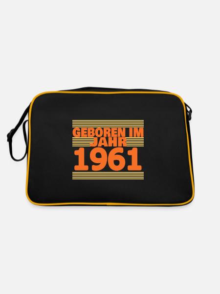 Geboren im Jahre 1961 - Retro Tasche - Schwarz/Gold - Hinten