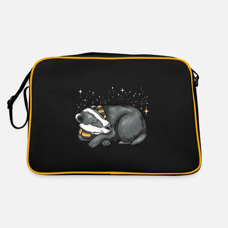 Schlafender Dachs - Retro Tasche - Schwarz/Gold