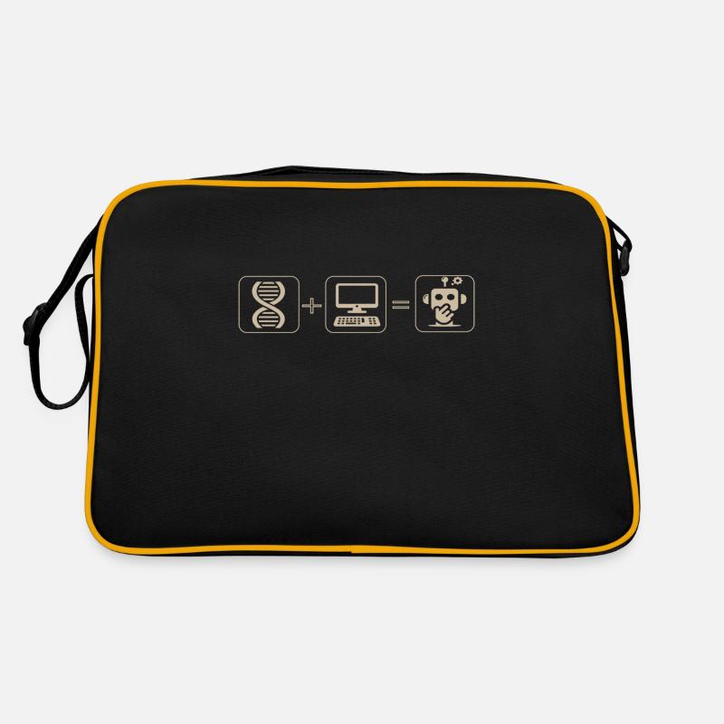 Roboter - Retro Tasche - Schwarz/Gold