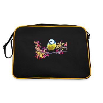Mésange bleue dessin d'oiseau coloré et réaliste - Sac Retro - noir/or - Dos