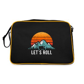 Camping-car disant caravane camping road trip montagnes - Sac Retro - noir/or - Dos