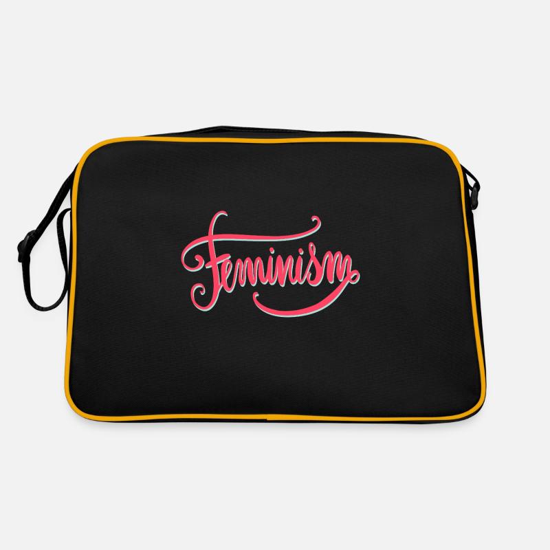 Feminismus Spruch Geschenk Vintage Emanzipation - Retro Tasche - Schwarz/Gold