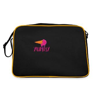 Yummy | lecker | Eis | Sommer | Eis essen - Retro Tasche - Schwarz/Gold - Hinten