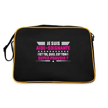 je suis aide soignante idée cadeau aide soignante - Sac Retro - noir/or - Dos