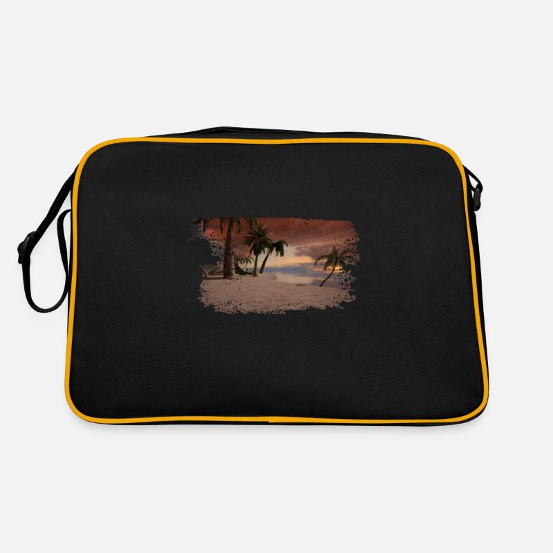 Digital drawing beach with palm trees Retro Bag
