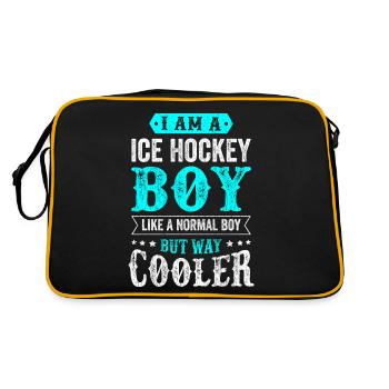 Ice Hockey Boy Eishockey Junge Mann Spruch - Retro Tasche - Schwarz/Gold - Hinten