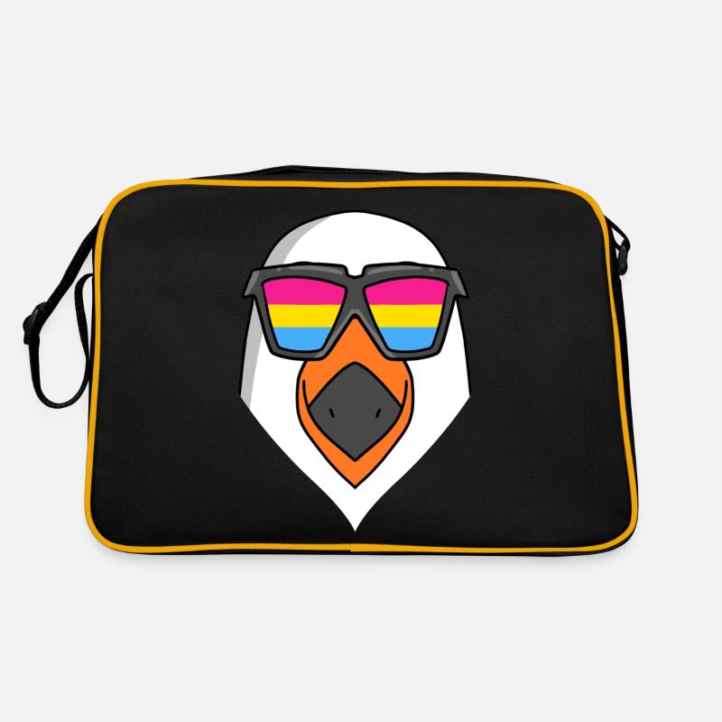 Pansexuell Möwe - Möwe mit Brille - Retro Tasche - Schwarz/Gold