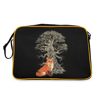 Forest Tree Fox Foxes Fairy Tale Fairy Tale Character Child - Retro Bag - black/gold - Back