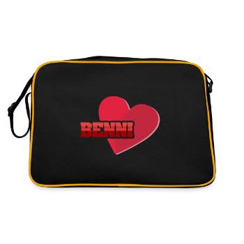Vorname Benni - Retro Tasche - Schwarz/Gold - Hinten