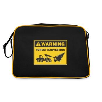 Avertissement d’exploitation forestière Icône de l’arracheur de billes - Sac Retro - noir/or - Dos