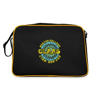Geschenk für Claas - Retro Tasche - Schwarz/Gold - Hinten