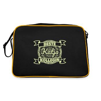 Beste Katja - Retro Tasche - Schwarz/Gold - Hinten