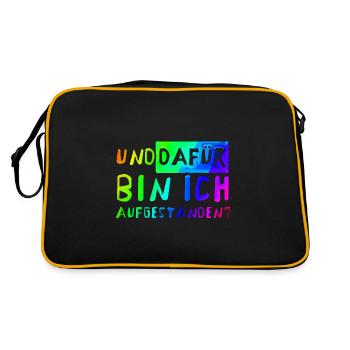 Und DAFÜR bin ich aufgestanden? - Retro Tasche - Schwarz/Gold - Hinten