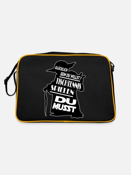 Sprüche Geschenkidee Tischtennis spielen Spieler - Retro Tasche - Schwarz/Gold - Hinten