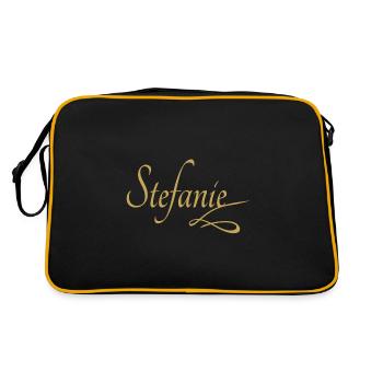 Vorname von Stefanie - Retro Tasche - Schwarz/Gold - Hinten