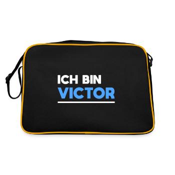 Victor Name Spruch für stolze Victor - Retro Tasche - Schwarz/Gold - Hinten