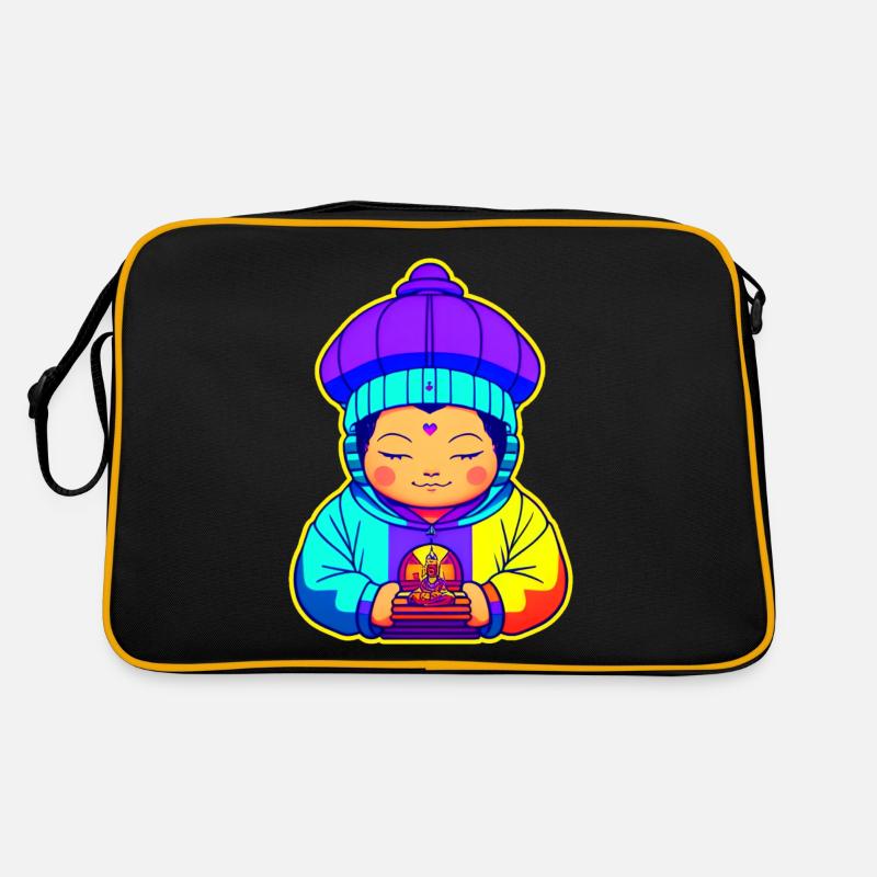Mignon petit enfant Bouddha coloré avec sweat à capuche - Sac Retro - noir/or