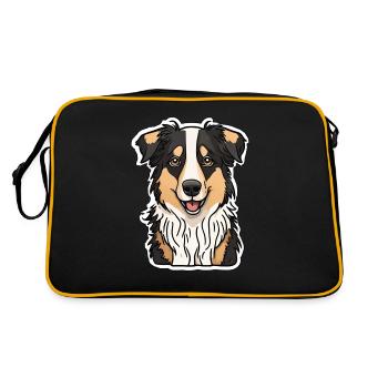 Australian Shepherd Dog Aussi - Retro Bag - black/gold - Back