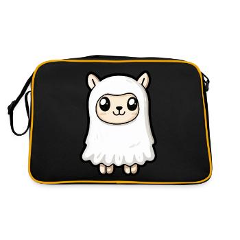 Alpaca Llama Halloween Comic Ghost - Retro Bag - black/gold - Back