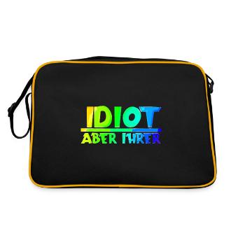Idiot aber ihrer | Paar | Partnerschaft | Partner - Retro Tasche - Schwarz/Gold - Hinten