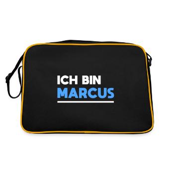 Marcus Name Spruch für stolze Marcus - Retro Tasche - Schwarz/Gold - Hinten