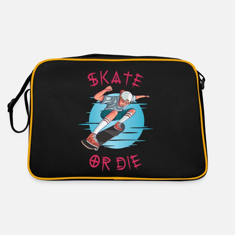 Skate oder stirb Skateboarder Junge Retro Tasche
