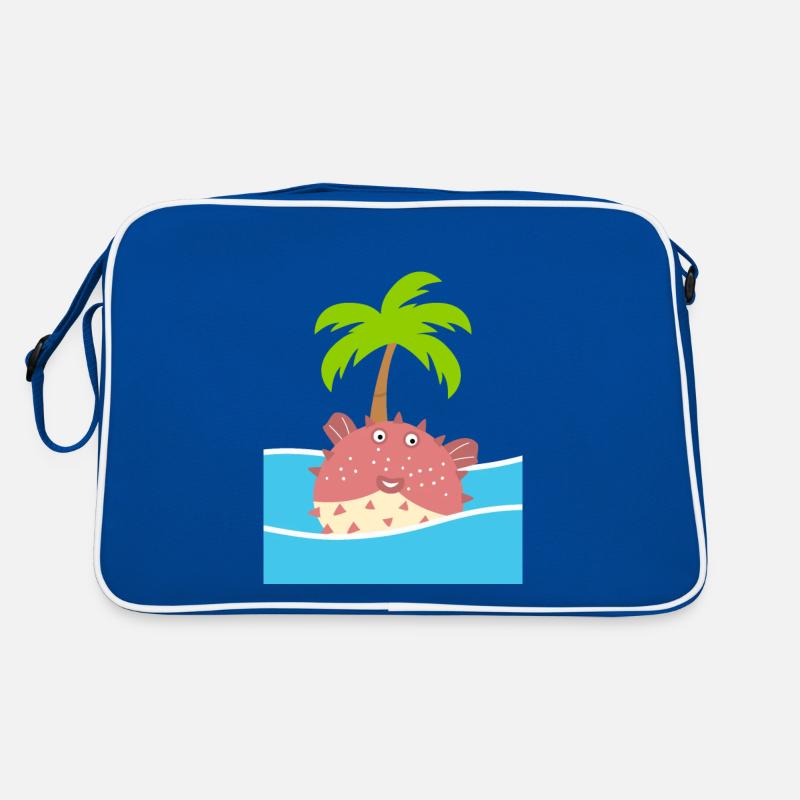 Puffer Fish and Coconut Tree Retro Bag