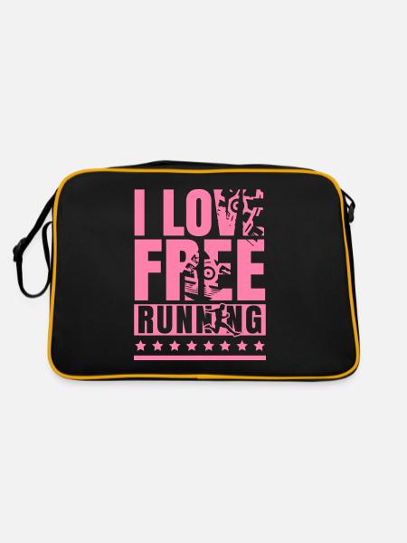 Ich liebe Parkour Frei Laufen Parkourläuferin Spor - Retro Tasche - Schwarz/Gold - Hinten