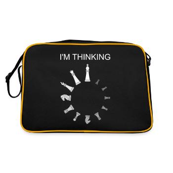Ich denke nach, Schachfiguren - Retro Tasche - Schwarz/Gold - Hinten