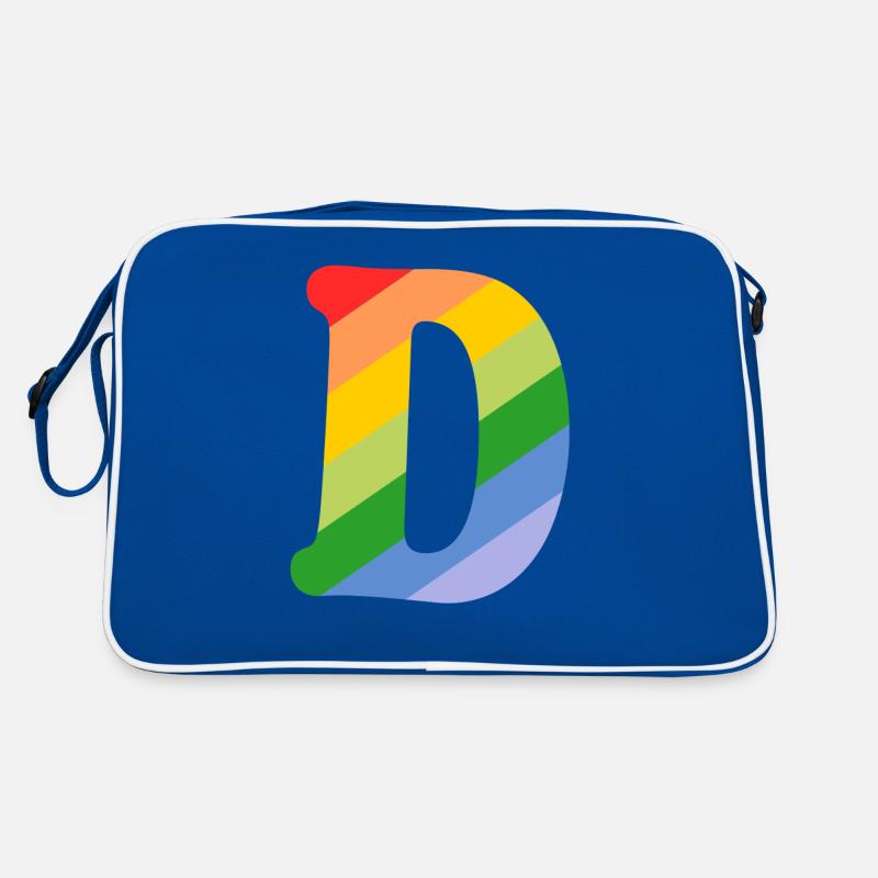 Buchstabe D Regenbogen Retro Tasche
