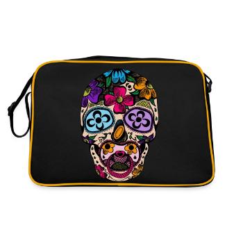 Tête de mort mexicaine couleur - Sac Retro - noir/or - Dos