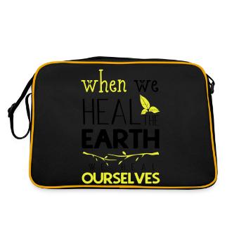 When we heal the earth we heal ourselves - Retro Tasche - Schwarz/Gold - Hinten