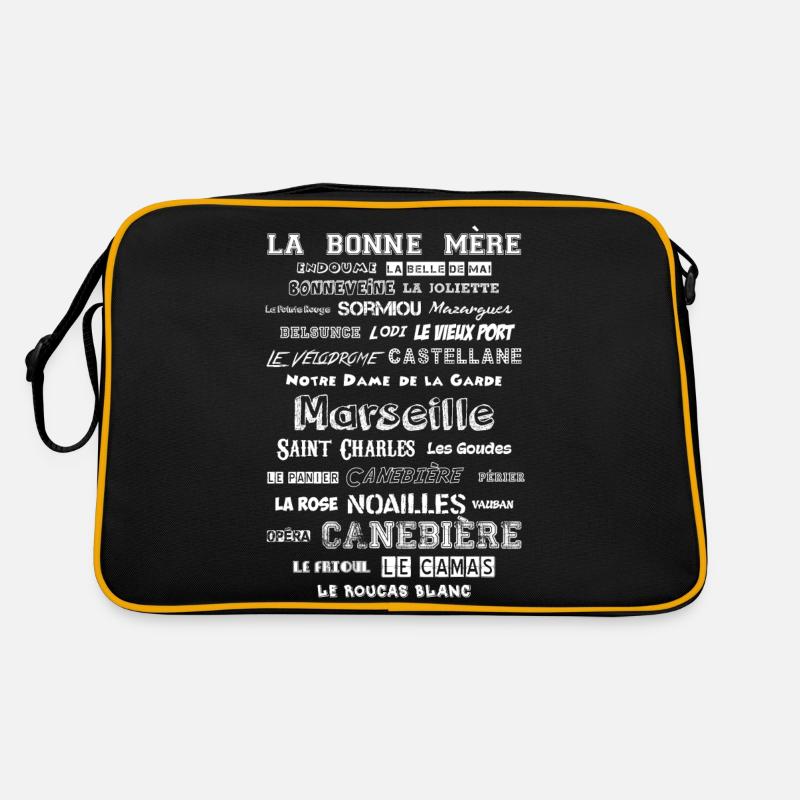 MARSEILLE QUARTIERS-Blanc - Sac Retro - noir/or