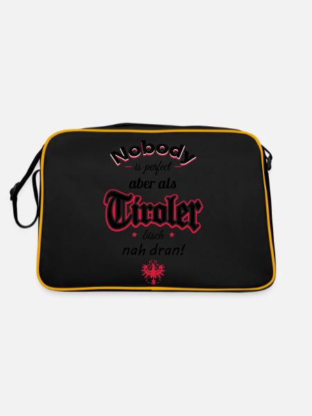 Tiroler Spruch Nobody is perfect aber als Ti... - Retro Tasche - Schwarz/Gold - Hinten