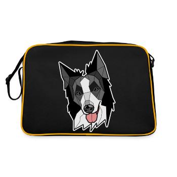 Border-Collie - Schwarzweiss - Retro Tasche - Schwarz/Gold - Hinten
