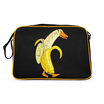 Funny Duck Banana Farm Animal Fruit Pun Design - Retro Bag - black/gold - Back