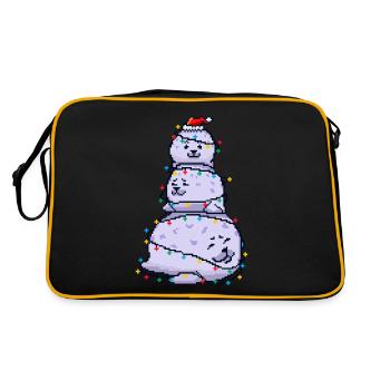 Chonky Seal Bonhomme de neige Lumières de Noël Pixel Art - Sac Retro - noir/or - Dos