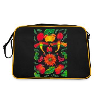 Ukrainian flowers ornaments. Petrykovsky schedule - Retro Bag - black/gold - Back
