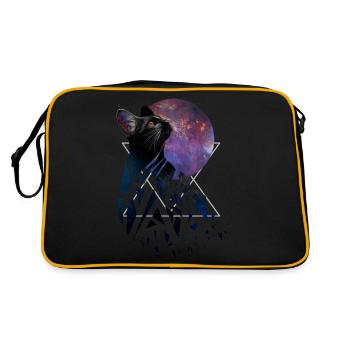Space Cat - Space Animals Serie - Retro Tasche - Schwarz/Gold - Hinten