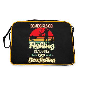 Manche Mädchen gehen fischn, echte Mädchen gehen - Retro Tasche - Schwarz/Gold - Hinten
