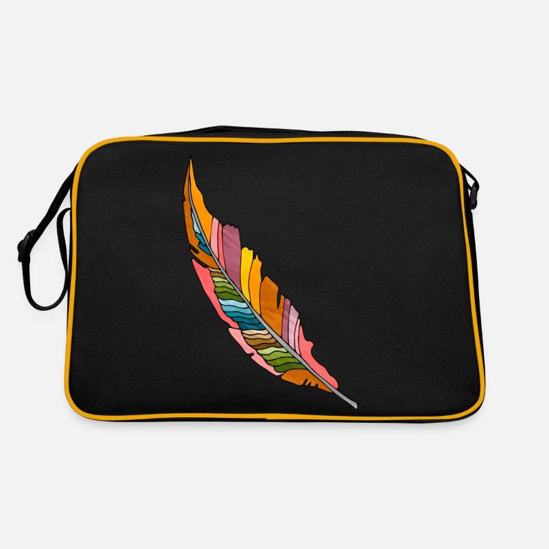 Feder - Retro Tasche - Schwarz/Gold