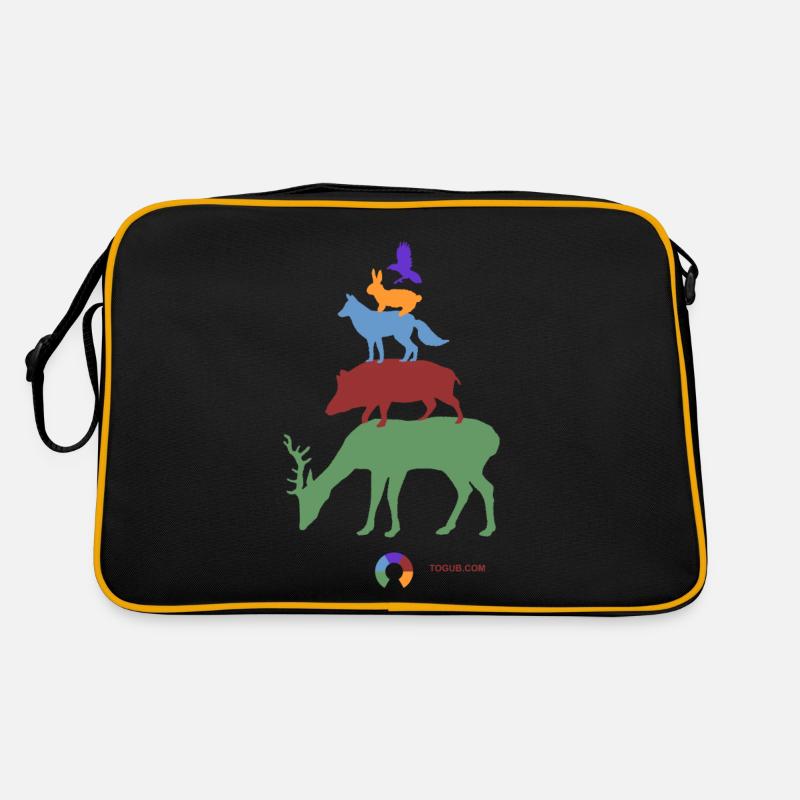 Pyramide ANIMALs Woods - Retro Tasche - Schwarz/Gold